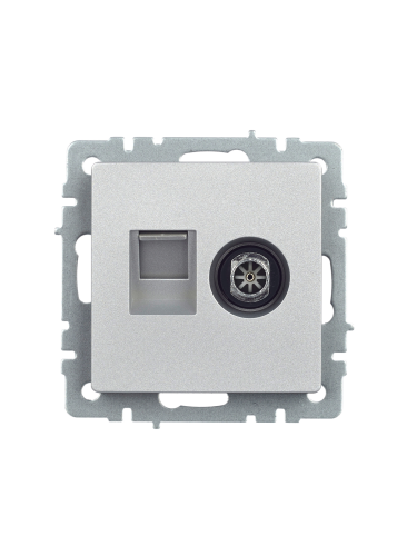 Розетка двойная TV+RJ45 кат.5E РТВ/РК12-БрА алюминий BRITE IEK