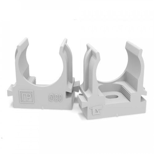 Крепеж-клипса для труб для прямого монтажа серая в п/э d20 мм (100шт/1100шт уп/кор) Промрукав