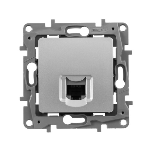 Розетка RJ45 Cat.5e одиночная UTP Алюминий Legrand Etika