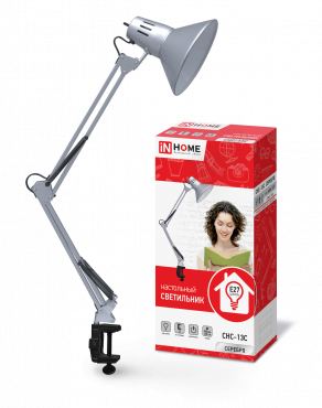 Светильник настольный под лампу на струбцине СНС 13Ч-E27 230В ЧЕРНЫЙ IN HOME