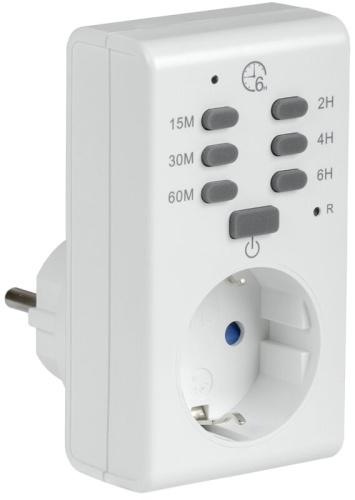 Розетка-таймер электронный РТЭ-2 с индикацией 15мин-6ч 16А IP20 IEK