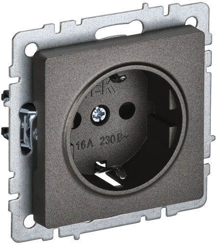 Розетка 1-местная с заземлением с защитными шторками 16А РС14-1-0-БрТБ темная бронза BRITE IEK