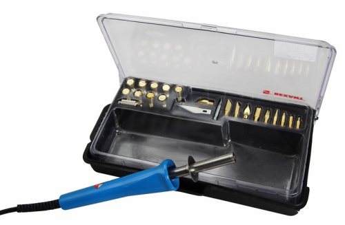 Выжигатель (набор паяльник - выжигатель), пирограф, 30Вт, 230В, 420-450°C, 21 насадка + подставка, к