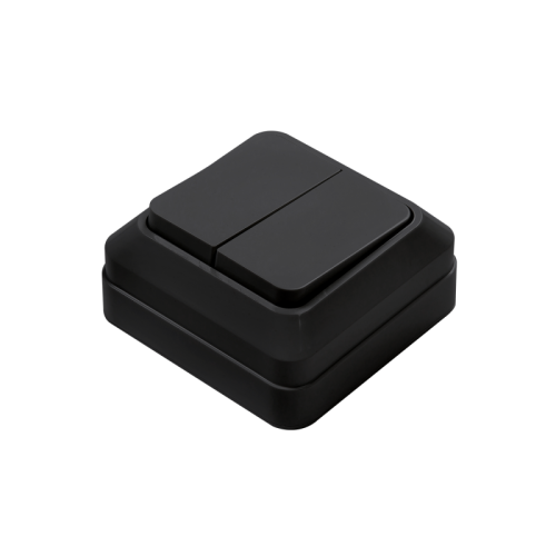 Выключатель двухклавишный BOLLETO черный накладной 7023B IN HOME