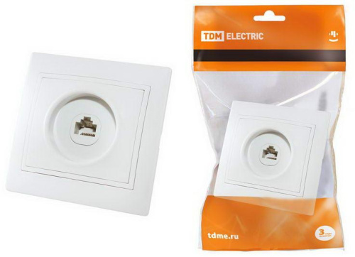 Розетка компьютерная RJ45  белая "Таймыр" TDM