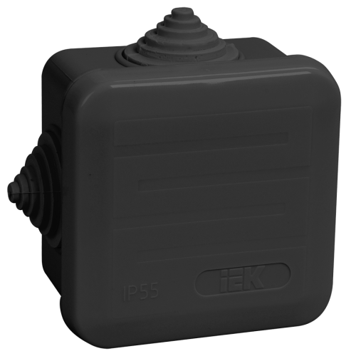 Коробка распаячная КМ41236 для откр пров с защелr крышкой безгал (HF) 70х70х40 IP44 4 гермо черная