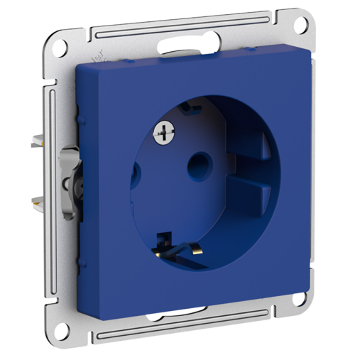 Розетка с заземлением, 16А, механизм, АКВАМАРИН, ATLASDESIGN