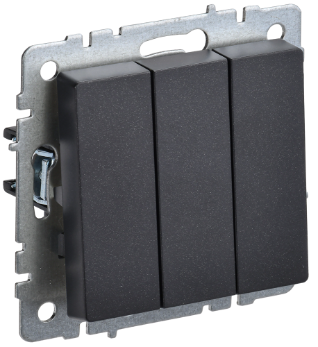 Выключатель 3-клавишный 10А ВС10-3-0-БрЧ черный BRITE IEK