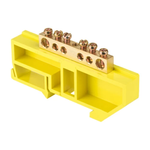 Шина "0" N (6х9мм) 6 отверстий латунь желтый изолятор на DIN-рейку EKF PROxima