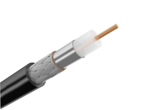 Кабель коаксиальный RG-6U, 75Ом, Cu/Al/Cu, 64%, 305м, OUTDOOR, черный REXANT