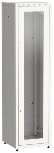 LINEA E Шкаф напольный сетевой 19" 42U 600х600мм стеклянная передняя дверь задняя металлическая серы