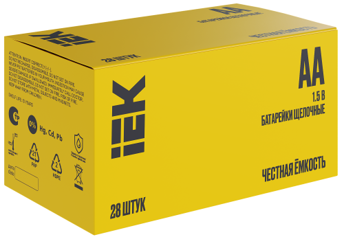 Батарейка щелочная Alkaline LR06/AA (28/бокс) IEK