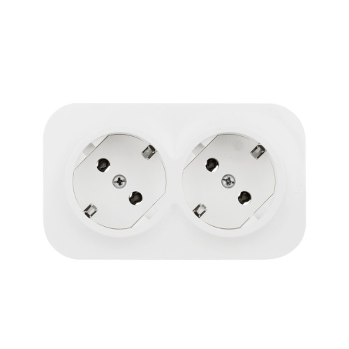 Розетка 2-местная для открытой установки с з/к с з/ш с предварительным подкл 16А белый QUTEO