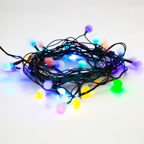 Гирлянда Шарики Ø15мм, 5м, темно-зеленый ПВХ, 30 диодов, цвет RGB