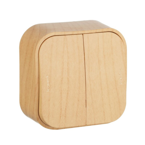 Выключатель 2-клавишный для открытой установки схема 5 10АХ дерево QUTEO