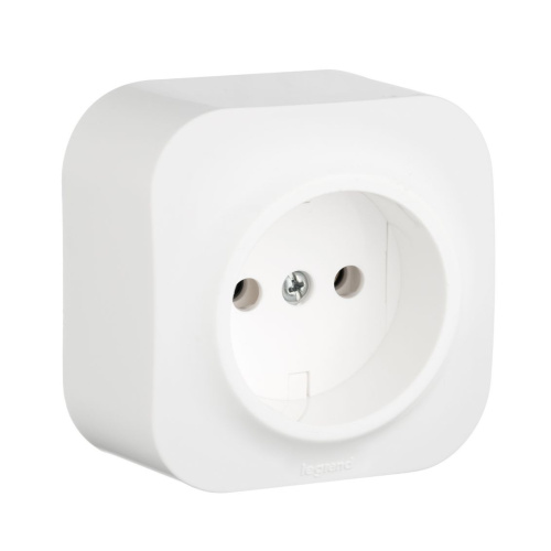 Розетка 1-местная для открытой установки без заземления без защитных шторок 16А белый QUTEO
