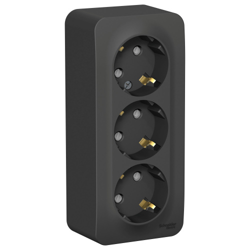 РОЗЕТКА О/У 3-я с заземлением со шторками ИЗОЛ.ПЛ.,16А, 250В, АНТРАЦ BLANCA