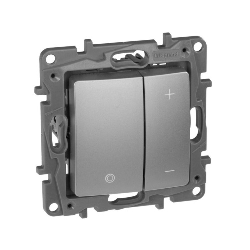 Светорегулятор нажимной универсальный LED 400Вт без нейтрали алюминий ETIKA