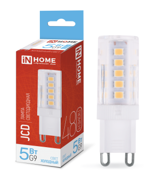 Лампа светодиодная LED-JCD 5Вт 230В G9 6500К 480Лм IN HOME