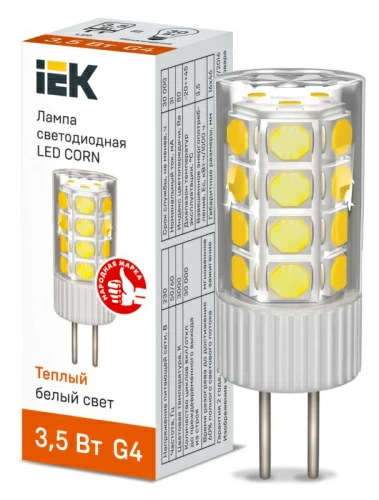Лампа светодиодная CORN капсула 3,5Вт 230В 3000К керамика G4 IEK						