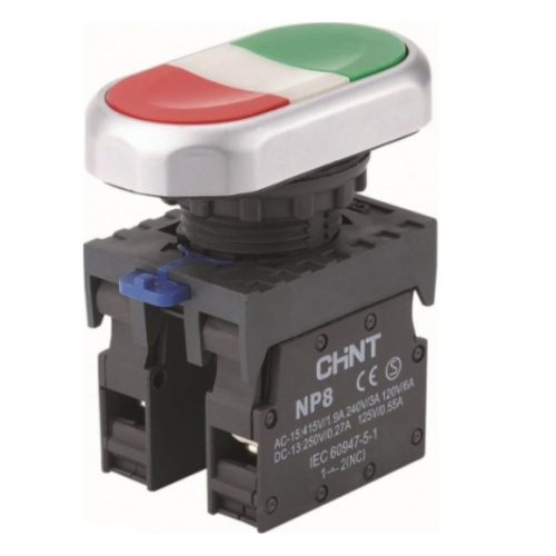 Кнопка двойная NP8-11S  1НО+1НЗ IP65 (R) (CHINT)