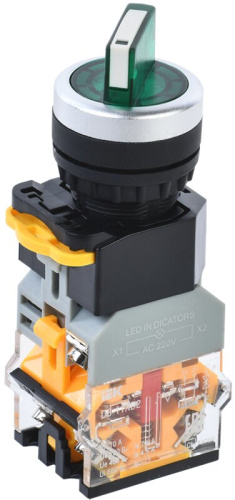 Переключатель D8-11XD2 на 2 положения 1NO+1NC с подсветкой зеленый IEK