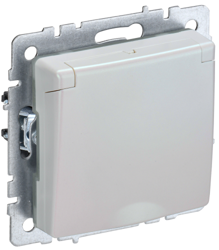 Розетка 1-местная с заземлением с защитными шторками и крышкой 16А IP20 РСбш10-3-БрЖ жемчуг BRITE IE