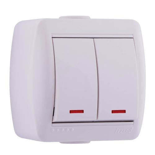 Выключатель двойной с подсветкой белый NATA 