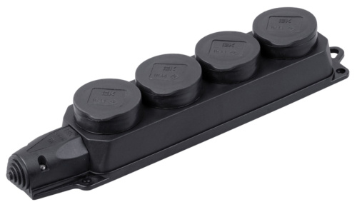 Розетка (колодка) 4-местная РБ34-1-0м с защитными крышками IP44 ОМЕГА каучук IEK