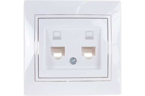 Розетка компьютерная двойная белый MIRA 