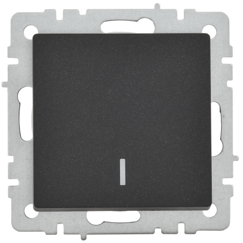 Выключатель 1-клавишный с индикацией 10А ВС10-1-1-БрЧ черный BRITE IEK