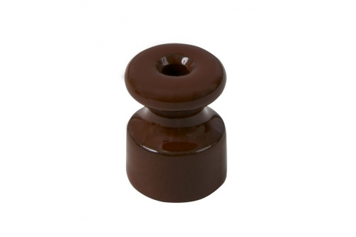 Изолятор фарфоровый для наружного монтажа витой электропроводки, D18,5х24мм, цвет -корич, ТМ Мезонин