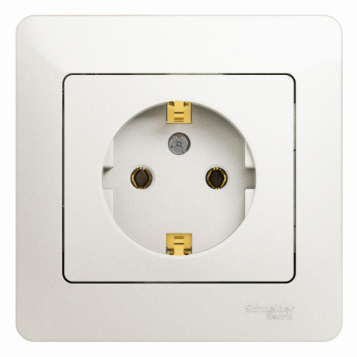 Розетка с заземлением, 16А, в сборе, ПЕРЛАМУТР GLOSSA