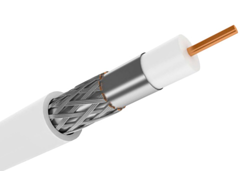 Кабель коаксиальный RG-6U, 75Ом, CCS/Al/Al, 64%, 100м, INDOOR, белый REXANT