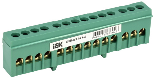 Шина PE "земля" в корпусном изоляторе на DIN-рейку ШНИ-6х9-14-К-З IEK
