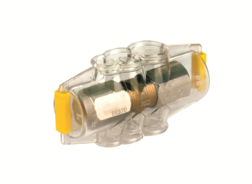 Колодка ответвительная изолированная, прозрачная, 1 полюсная, на токи до 125А, для жил сечением 10/3