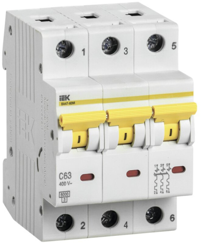 Автоматический выключатель ВА47-60M 3P C 63А 6кА KARAT IEK