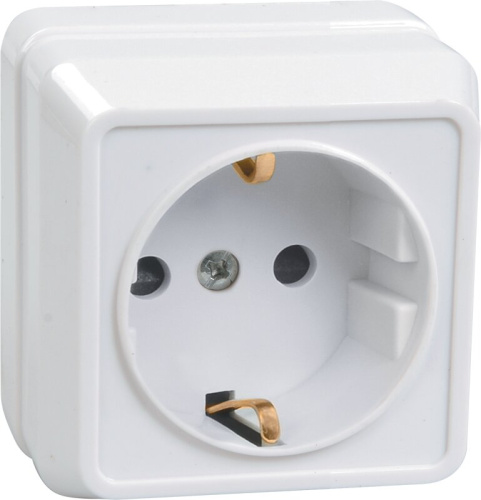 Розетка 1-местная с заземлением для открытой установки 16А РС20-3-ОБ белый OKTAVA GENERICA