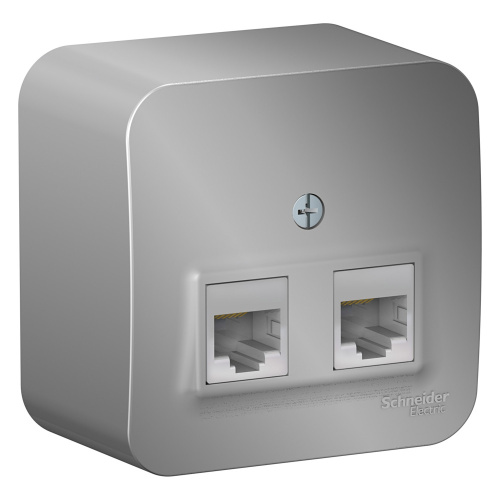 Розетка компьютерная 2-м ОП BLANCA RJ45 кат.5e изол. пласт. алюм