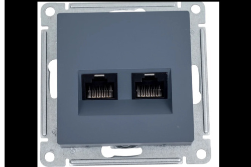 Розетка компьютерная двойная RJ45+RJ45 кат. 5e, механизм, ГРИФЕЛЬ ATLASDESIGN