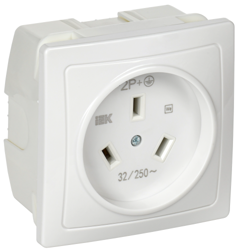 Розетка разборная для плиты с заземлением скрытая установка 32А Рпл11-К белая IEK