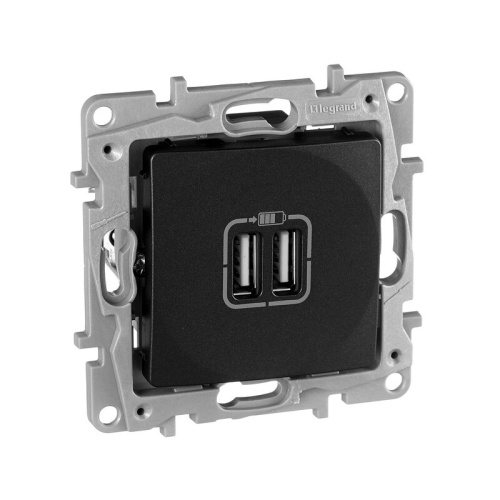 Розетка USB A+A 15Вт антрацит ETIKA