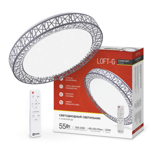 Светильник светодиодный COMFORT LOFT-G 75Вт 230В 3000-6500K 6000Лм 500x105мм с пультом ДУ IN HOME