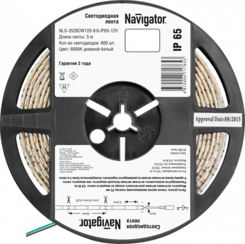 Светодиодная лента Navigator 71 765 NLS-3528СW120-9.6-IP65-12V R5