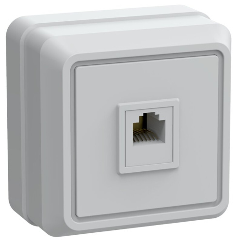 Розетка 1-местная телефонная RJ11 для открытой установки РТ20-ОБ белый OKTAVA GENERICA