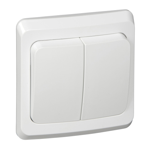 Выключатель С/У 2-клавишный с подсветкой 10 АХ, БЕЛЫЙ ЭТЮД