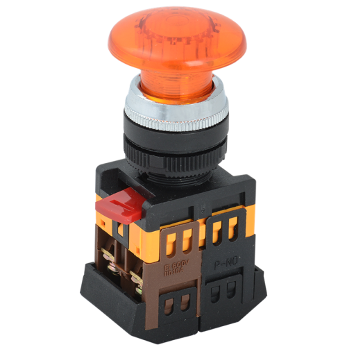 Кнопка AELA грибок желтый d22 неон/240в 1з+1