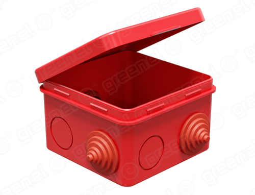 Коробка распределительная наружного монтажа с откидной крышкой, 80х80х50мм, IP54, 7 гермовводов, 4 с