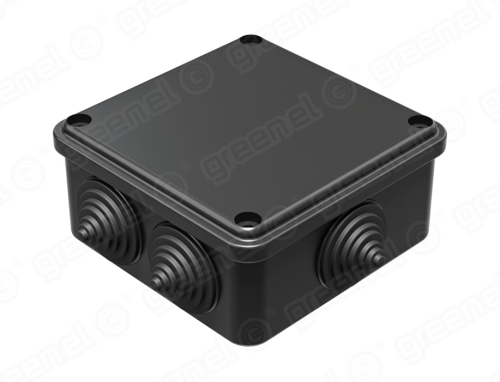 Коробка распределительная наружного монтажа 100х100х50мм, IP55, 6 гермовводов (48шт), цвет - чёрный,