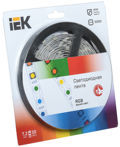 Светодиодная лента 5м  блистер  LSR-5050RGB30-7,2-IP20-12V IEK
